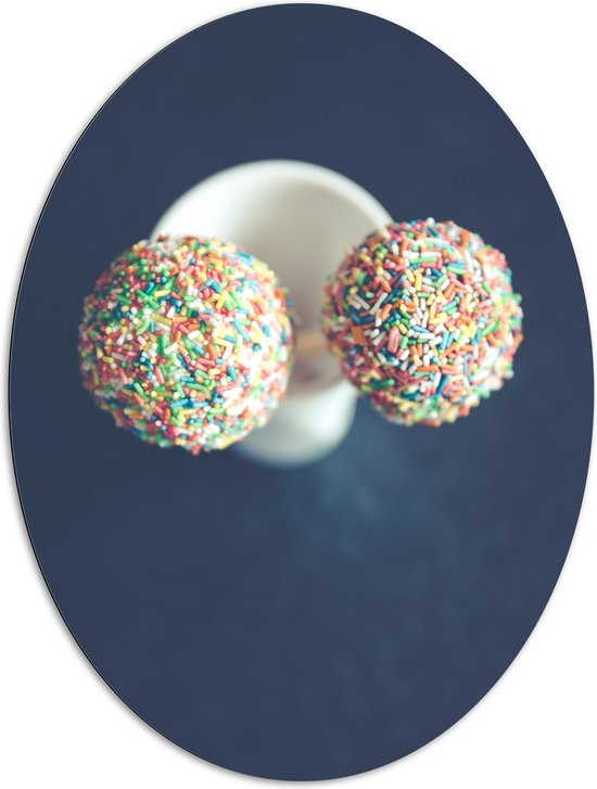 Dibond Ovaal - Cakepops met Discodip - 81x108 cm Foto op Ovaal (Met Ophangsysteem)