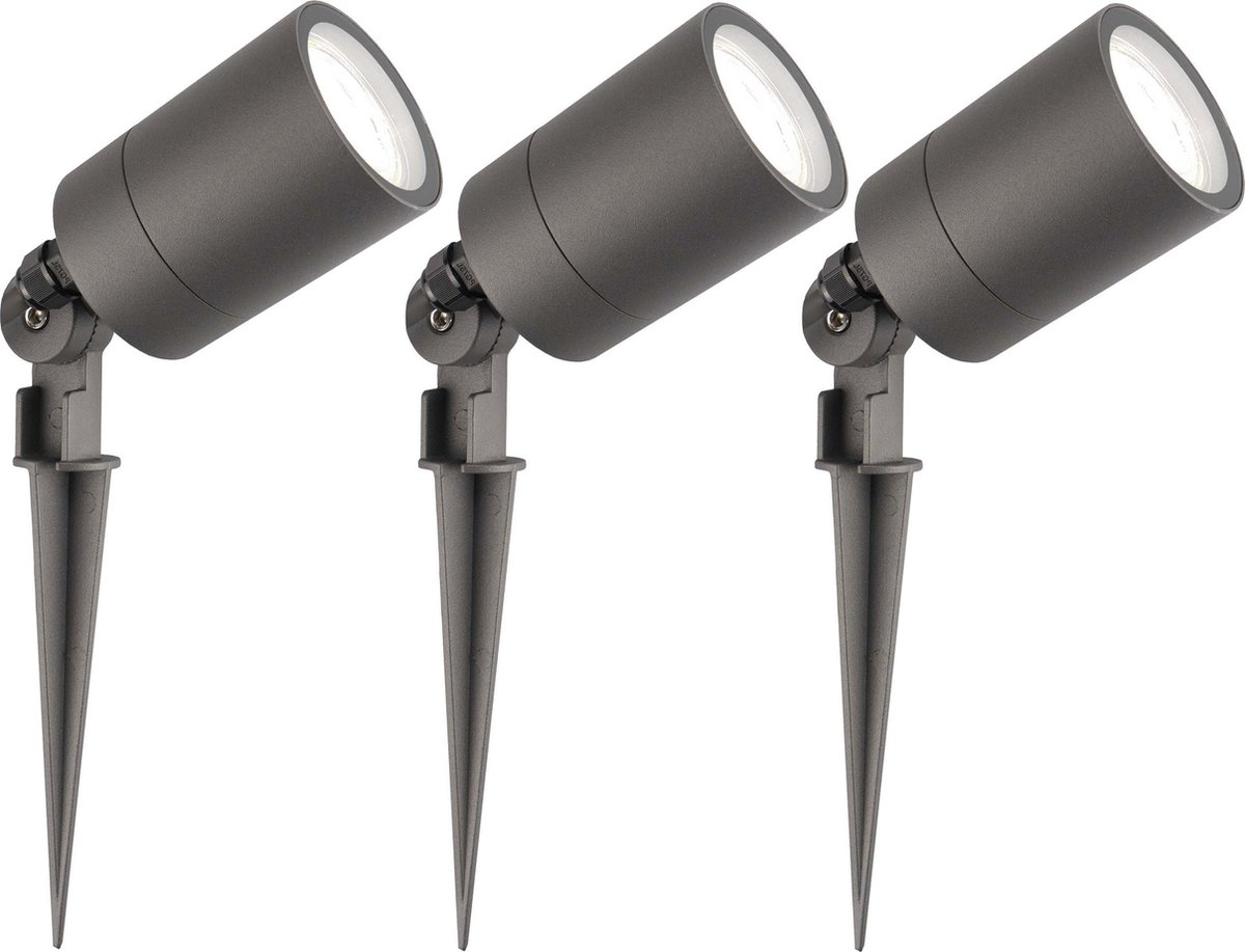 Ledvion - 3X LED Prikspots - Antraciet - IP65 - 5W - 6500K - 2M