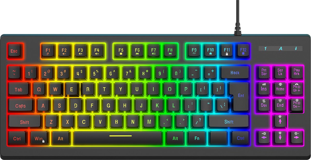 Fuegobird V100 Bedraad Gaming Toetsenborden - Membraan Toetsenbord - RGB Verlichting - TKL - 87 keys - Zwart