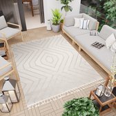 Tapiso Vloerkleed Beige Buiten Tapijt voor Balkon Terras & Tuin Maat- 140x200