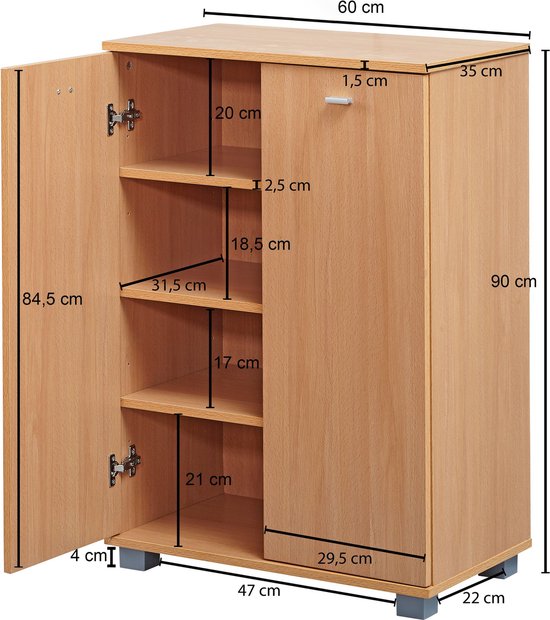 Rebecca Mobili Shoe Cabinet 3 Box, Shoe Half, MDF, Beige, For 12 Pairs, Compact, For Bathroom Entrance - Dimensions HxWxD: 119 x 60 x 23 cm - Art. RE6832