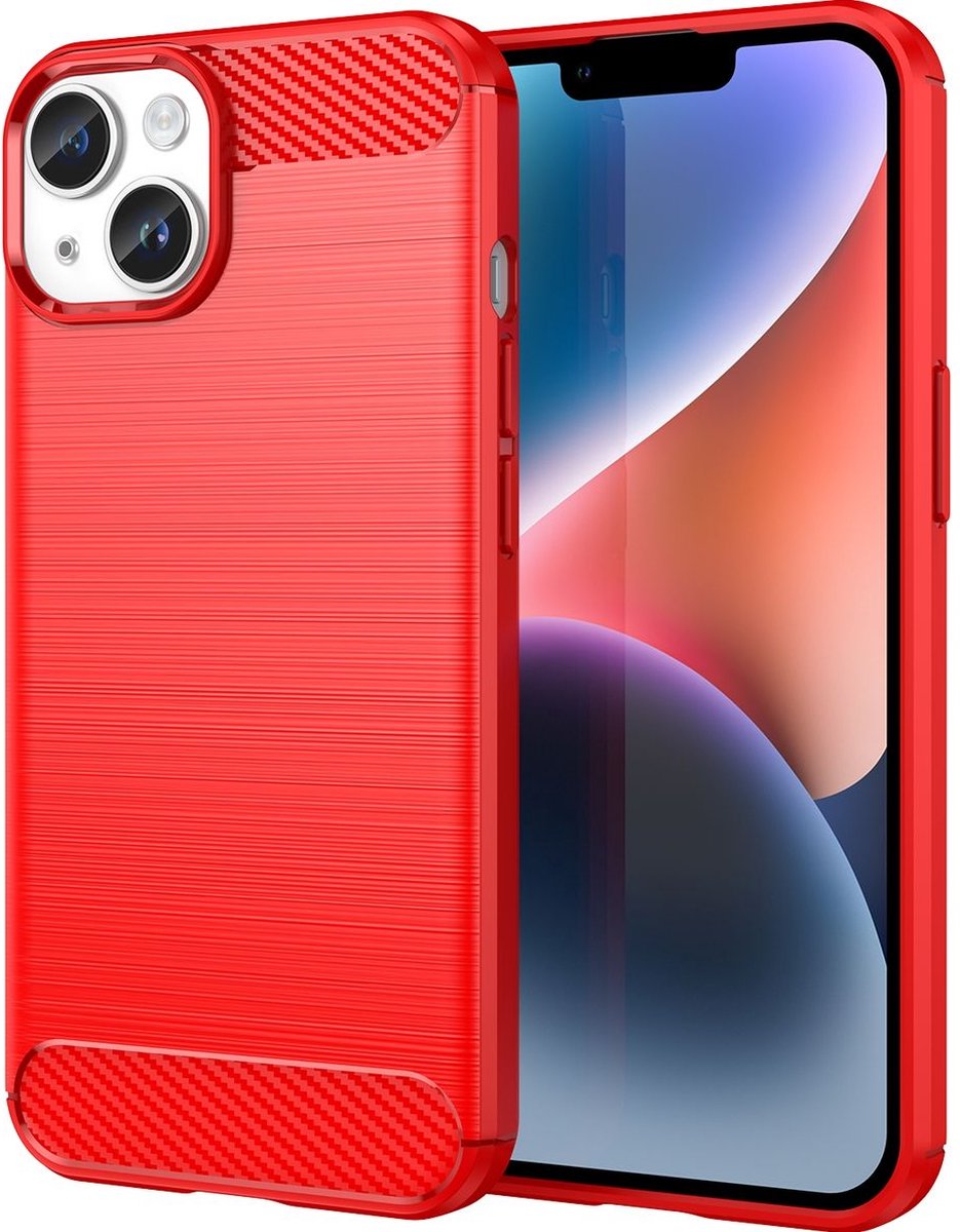 Mobigear Hoesje geschikt voor Apple iPhone 15 Plus Telefoonhoesje Flexibel TPU | Mobigear Brushed Slim Backcover | iPhone 15 Plus Case | Back Cover - Rood