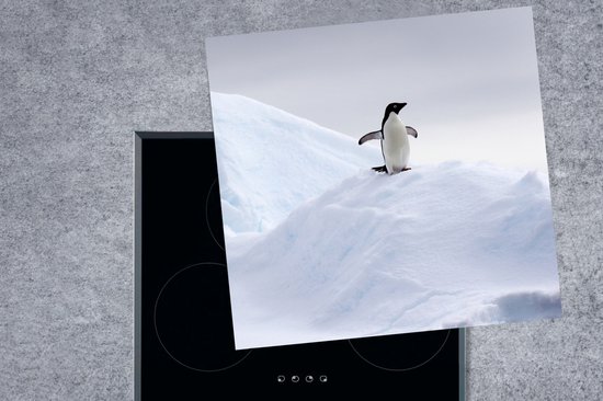 KitchenYeah® Inductie beschermer 78x78 cm - Pinguïn - IJs - Winter - Kookplaataccessoires - Afdekplaat voor kookplaat - Inductiebeschermer - Inductiemat - Inductieplaat mat