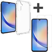 iMoshion Shockproof Hoesje Inclusief Screenprotector Gehard Glas Geschikt voor Samsung Galaxy A34 (5G) - Transparant
