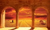 Harvest Sunset Through The Arches Photo Wallcovering