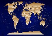 Fotobehang Vlies | Wereldkaart | Blauw, Geel | 368x254cm (bxh)