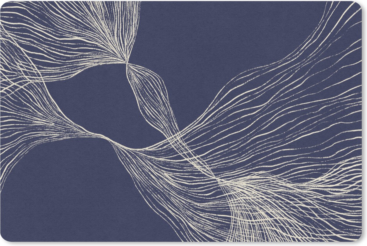 Muismat 27x18 cm - Mousepad Line art - Abstract - Blauw - Lijnen - Muismatten