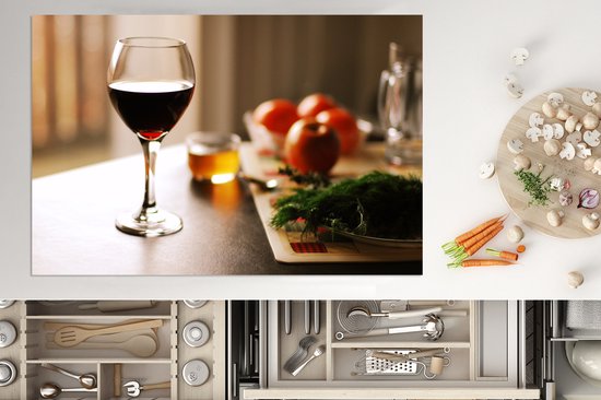 KitchenYeah® Inductie beschermer 81x52 cm - Lekkere rode wijn met groenten - Kookplaataccessoires - Afdekplaat voor kookplaat - Inductiebeschermer - Inductiemat - Inductieplaat mat