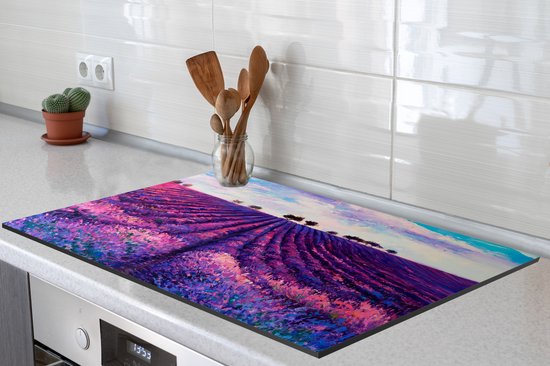 KitchenYeah® Inductie beschermer 81.2x52 cm - Olieverf - Schilderij - Bloemen - Kookplaataccessoires - Afdekplaat voor kookplaat - Inductiebeschermer - Inductiemat - Inductieplaat mat