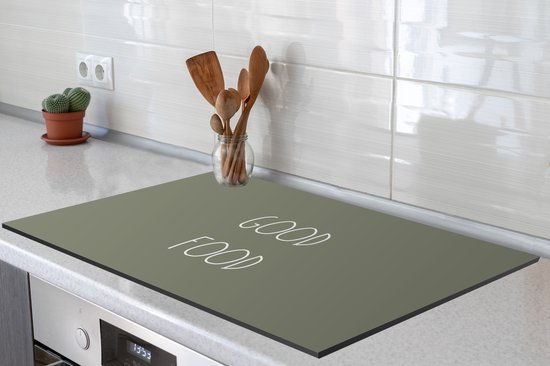 KitchenYeah® Inductie beschermer 80x52 cm - Quotes - Spreuken - Good food - Keuken - Kookplaataccessoires - Afdekplaat voor kookplaat - Inductiebeschermer - Inductiemat - Inductieplaat mat