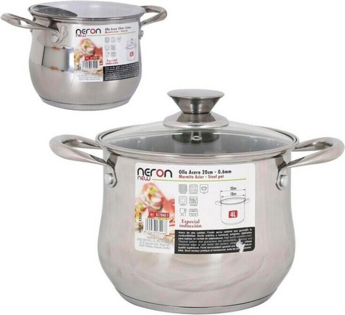 Casserole Inde New Heron Steel With lid Induction (3L)