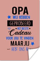 Poster Spreuken - Opa jij hebt ons al - Quotes - Opa - 20x30 cm - Vaderdag cadeau - Geschenk - Cadeautje voor hem - Tip - Mannen