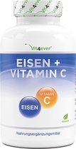 Ijzer - Vit4ever - 365 tabletten met 40 mg zuiver ijzer + natuurlijke vitamine C - Hoogwaardige grondstof: ijzerbisglycinaat (ijzerchelaat) - Hooggedoseerd - Veganistisch