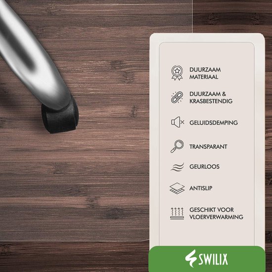 SWILIX ® Vloerbeschermer - Bureaustoelmat PVC - Vloermat - Voor Harde Vloeren - 90x120cm - Transparant - SWILIX