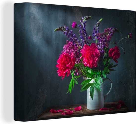 Peinture sur Toile Couleurs - Pivoine - Nature Morte - 40x30 cm - Déco Décoration murale