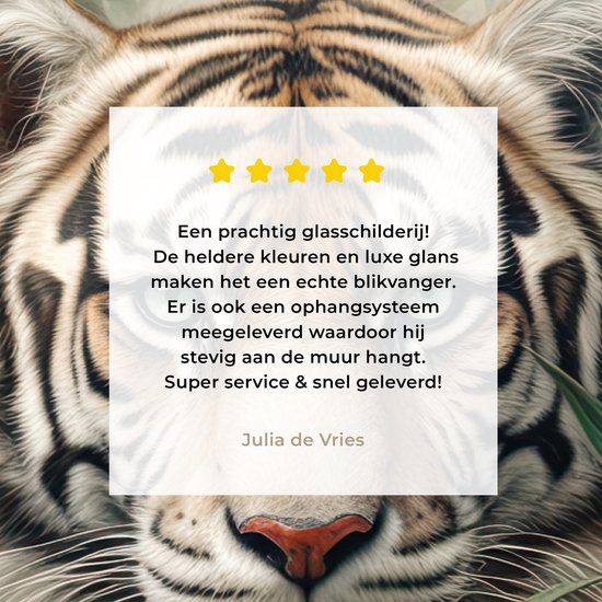 Peinture sur verre - Tigre - Fleurs - Blinder - Animaux - Nature - Plaque de verre - Photo sur verre - Peintures sur verre salon - Peinture sur verre - 120x80 cm - Décoration murale - Décoration murale - Chambre - Décoration de chambre
