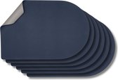 Jay Hill Placemats - Vegan leer - Grijs / Blauw - Bread - dubbelzijdig - 44 x 30 cm - 6 Stuks