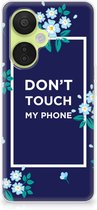 Telefoon Hoesje OnePlus Nord CE 3 Lite Leuk TPU Back Case Flowers Blue Don't Touch My Phone
