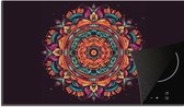 KitchenYeah® Inductie beschermer 90x52 cm - Mandala - Bloemen - Hippie - Boho - Oranje - Kookplaataccessoires - Afdekplaat voor kookplaat - Inductiebeschermer - Inductiemat - Inductieplaat mat