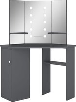 vidaXL - Hoekkaptafel - met - LED - 111x54x141,5 - cm - grijs