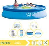 Intex Easy Set Zwembad - Opblaaszwembad - 396x84 cm - Inclusief Afdekzeil, Onderhoudspakket, Filter, Grondzeil en Stofzuiger
