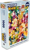 Puzzel Schilderij - Olieverf - Bloemen - Regenboog - Legpuzzel - Puzzel 1000 stukjes volwassenen