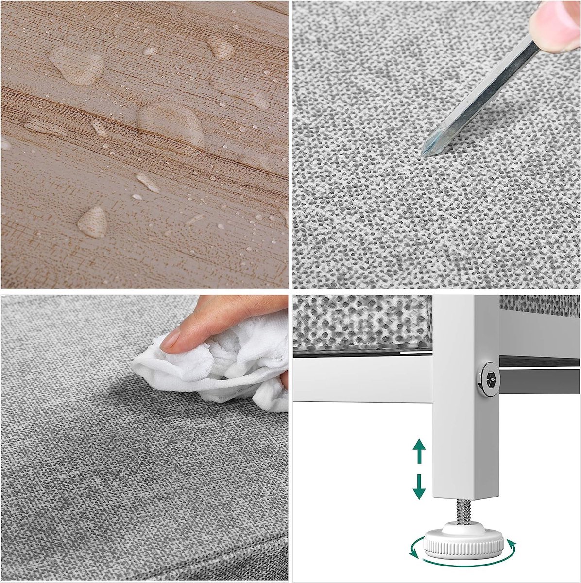 YITAHOME Ladekast met 4 laden voor slaapkamer, stoffen dressoir, opbergladen met handgrepen, metalen frame voor woonkamer, hal, crèmewit