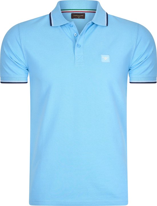 Cappuccino Italia - Heren Polo SS Polo Applique Pique - Blauw - Maat XXL