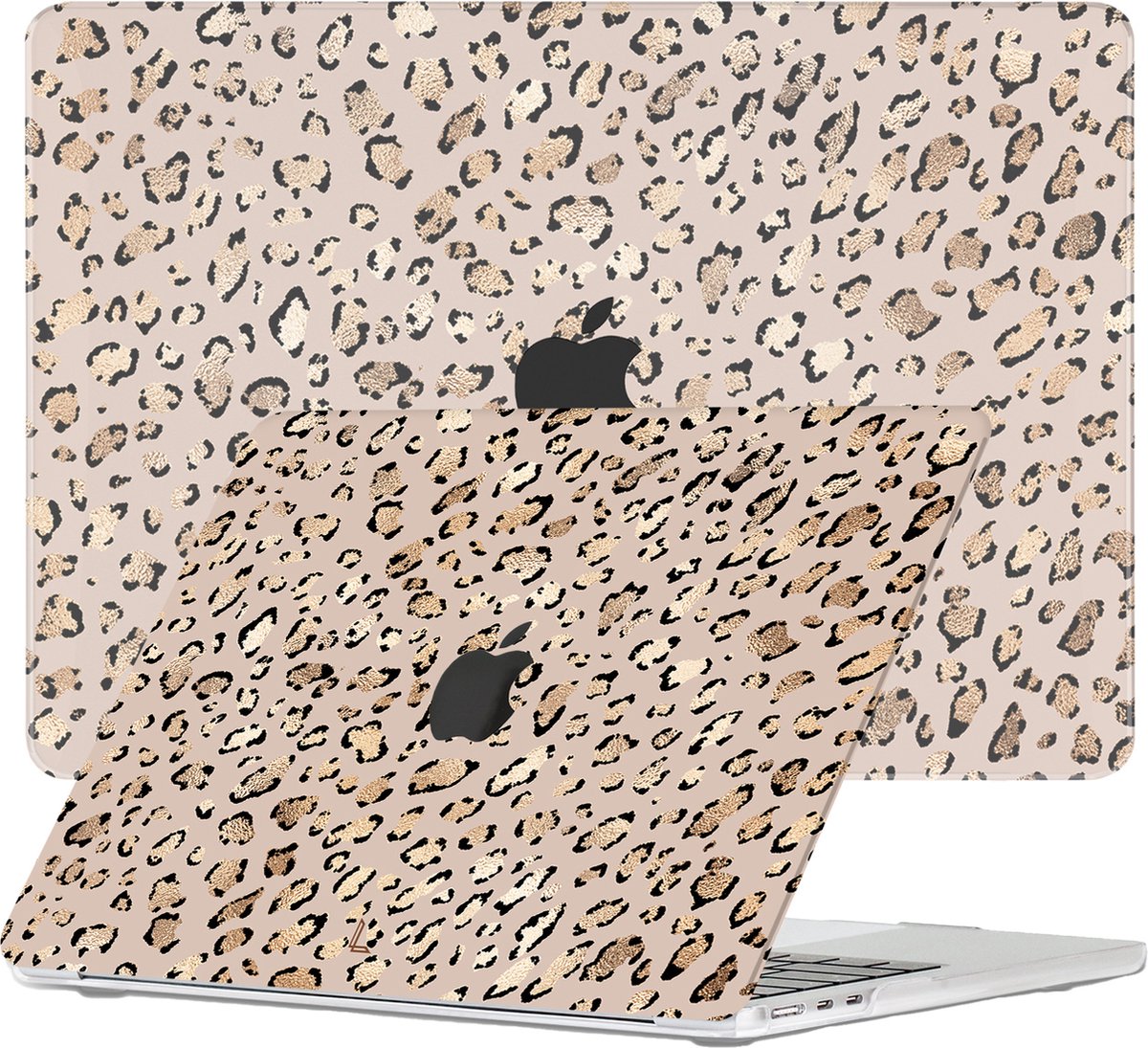 Lunso - Geschikt voor MacBook Air 15 inch (2023) - cover hoes - Leopard Rose Gold - Vereist model A2941