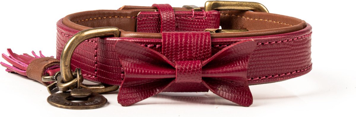 Dwam Halsband Bonnie Bordeaux - Hondenhalsband - 34-42x2.5 cm