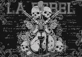 Fotobehang - Vlies Behang - Rock & Roll - Skull - Gitaar en Pistolen - Schedels - 254 x 184 cm
