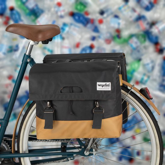 Gerecyclede dubbele fietstas Urban Proof 40 liter - grijs/geel van Urban Proof — afbeelding 4