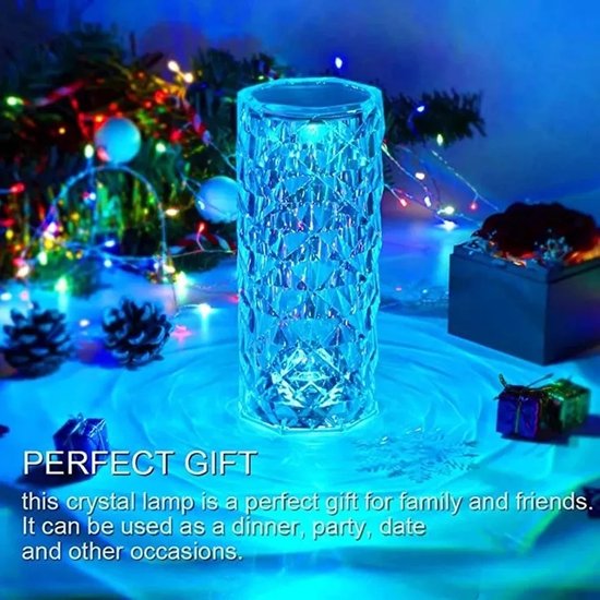 Crystal Diamond Tafellamp, 16 Kleuren Usb Opladen Touch Lamp Bedside Nachtlampje Met Afstandsbediening