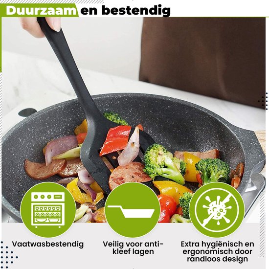 HI NATURE™ Spatel set van 5 stuks - Spatel silicone - Siliconen spatel set - Spatelset - keukengerei set - Keukenspatel | Hittebestendig - Vaatwasserbestendig | Bakspaan -... - Afbeelding 5