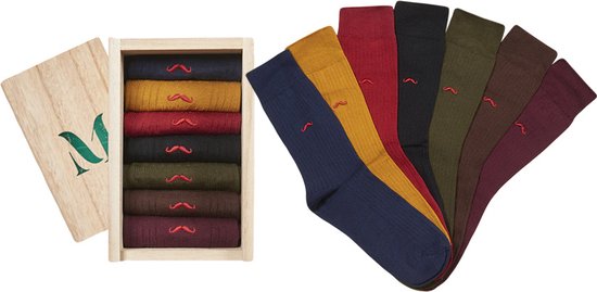 M. Moustache heren special giftbox 7P sokken mix multi - 40-42