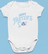 Cadeau Vaderdag - Barboteuse Happy Farters Day Blauw - Taille 68 - Couleur Wit - 100% Katoen