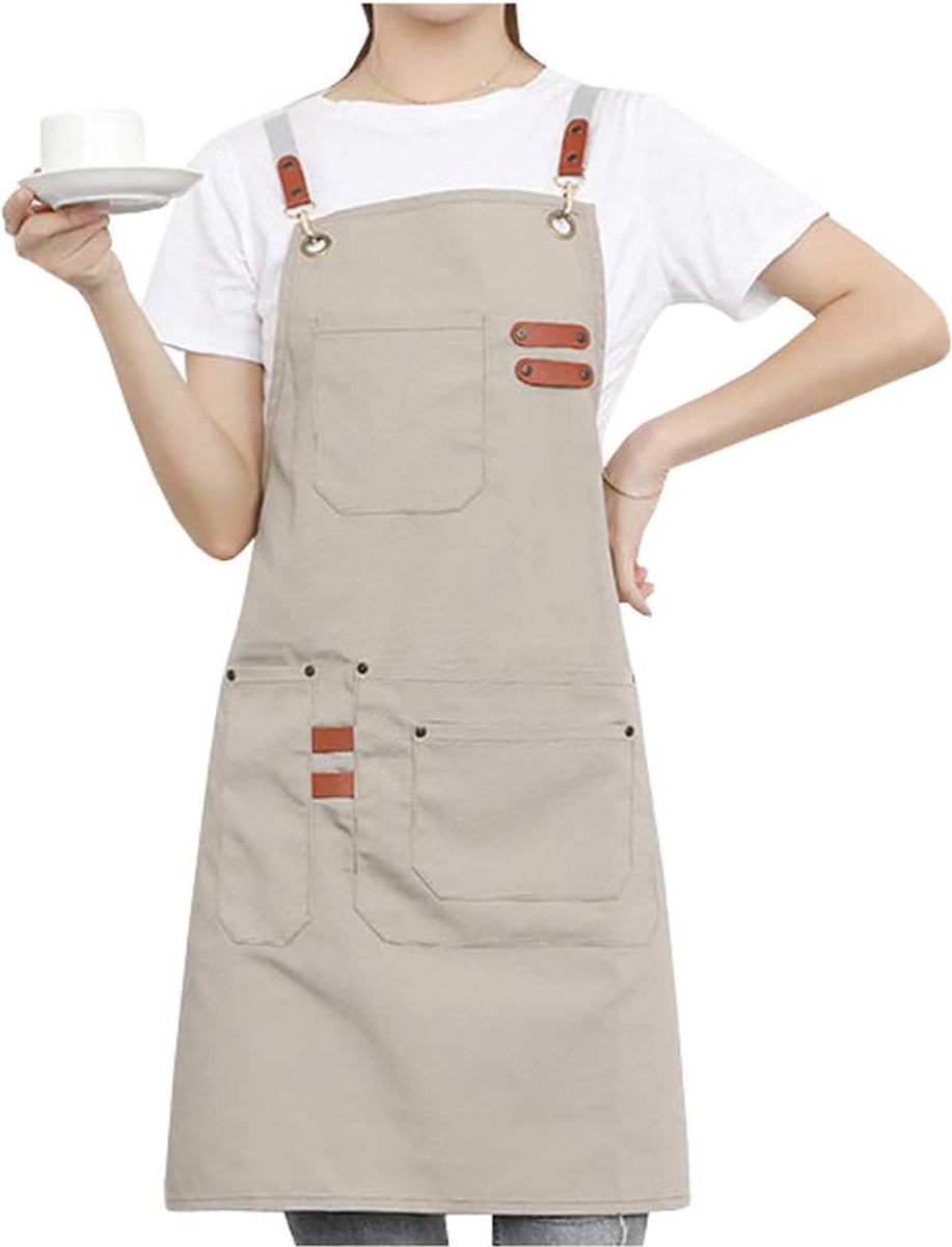 Elitecran Tailleschort met 2 zakken, kort halfschort voor mannen en vrouwen, verstelbare serveersterschort, keuken-kokschort, catering serveerschorten voor bar, restaurant, café, tuinieren, Oranje