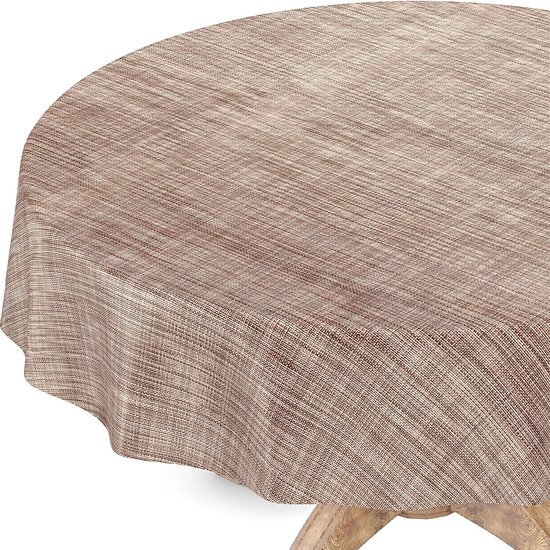 Tafelzeil Guus linnenlook - taupe - 140 cm | Leen Bakker