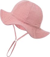 Zomerhoed baby - dreumes - meisje - jongen - zonnehoed - zomer - hydrofiele stof - katoen - roze