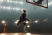 Fotobehang Basketbalspeler In De Lucht - Vliesbehang - 416 x 254 cm