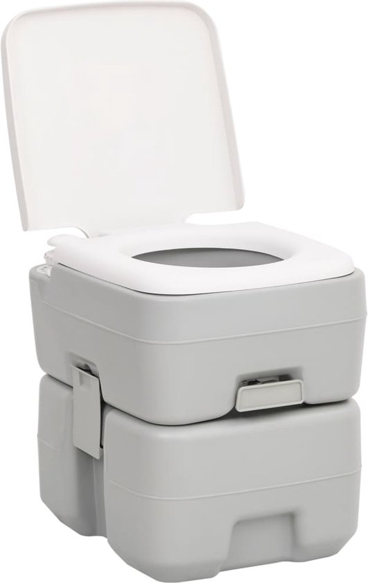 vidaXL Toilette de camping portable 20+10 L HDPE Gris et blanc