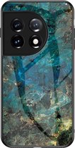Coverup Marble Glass Back Cover - Geschikt voor OnePlus 11 5G Hoesje - Emerald Green
