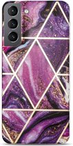 Coverup Marble Design TPU Back Cover - Geschikt voor Samsung Galaxy S23 Plus Hoesje - Marmer / Paars