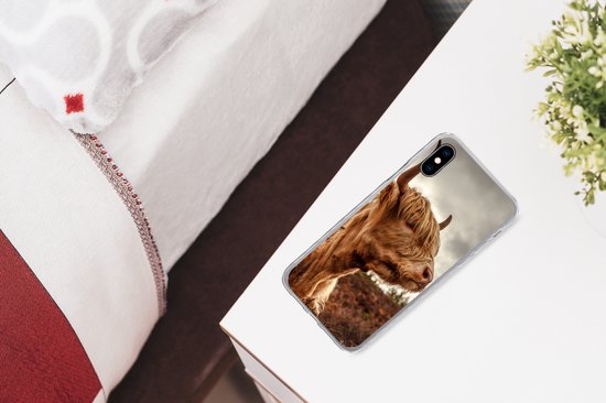Coque iPhone Xs - Scottish Highlander - Arbuste - Bruyère - Siliconen
