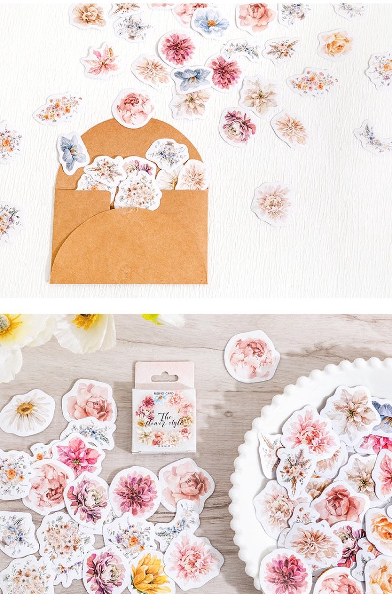 Bullet Journal Stickers - The Flower Style - 46 stuks - Flower Sticker - Bloemen Stickerset — afbeelding 6