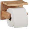 Relaxdays wc rolhouder met plankje - bamboe toiletrolhouder muur - closetrolhouder hout