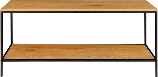 Scandibasic - TV-meubel - eiklook - melamine spaanplaat - 2 leggers - staal frame - zwart - 100x45x36cm