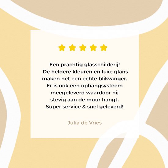 MuchoWow® Peinture sur verre 100x150 cm - Peinture sur verre acrylique - Abstrait - Formes - Jaune - Wit - Photo sur verre - Peintures