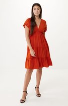 Flared Jurk Dames - Oranje - Maat XL