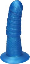 Ylva & Dite - Aria - Siliconen Anale / Vaginale dildo - Made in Holland - Helder Blauw Metallic